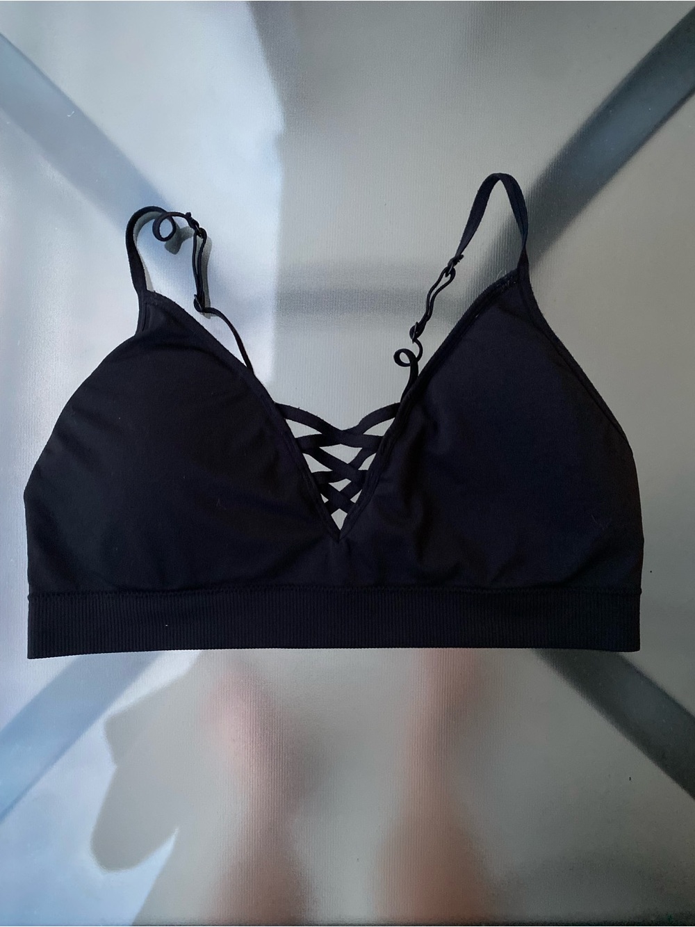 No Boundaries Black Crisscross Front Sports Bra